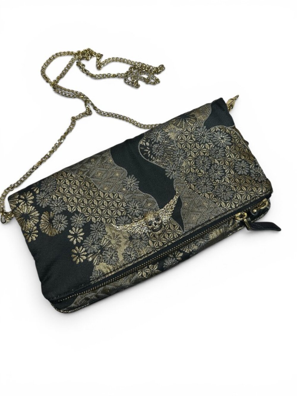Zadig & Voltaire Rock Silk Bag with Crystal-Set Winged Skull Charm